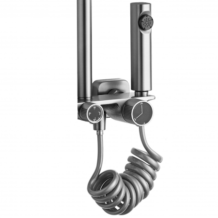 Coloana de dus Helix Nickel Brush Inox, anti calcar, nichel, montaj pe perete [4]