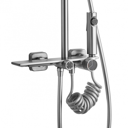 Coloana de dus Helix Nickel Brush Inox, anti calcar, nichel, montaj pe perete [6]