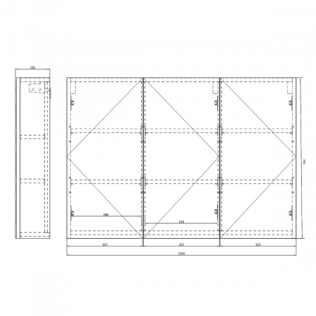 Dulap baie cu oglinda Spiegel02, 60-80-100-120 cm, alb sau antracit, suspendat [10]