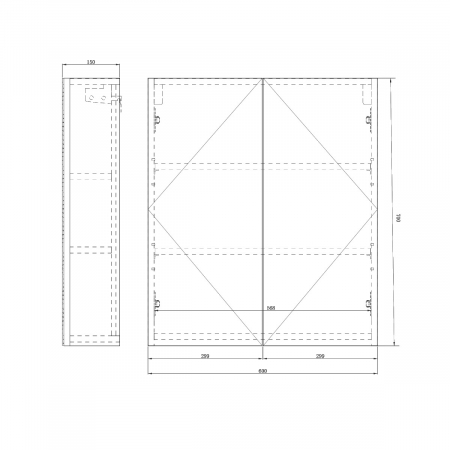 Dulap baie cu oglinda Spiegel02, 60-80-100-120 cm, alb sau antracit, suspendat [8]