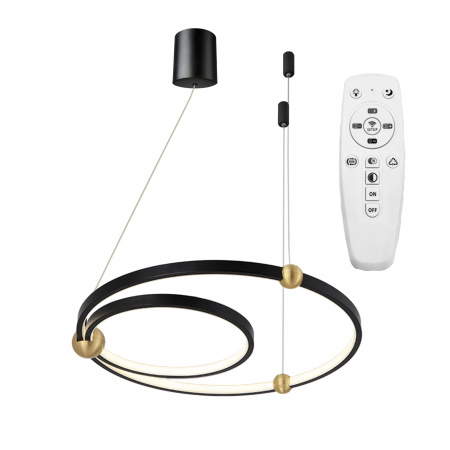 Lustre si pendule - Lampă cu inel negru + telecomandă APP692-30-50