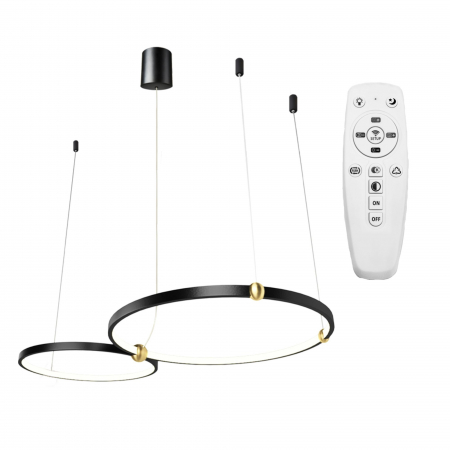 Lustre si pendule - Lampă cu inel negru + telecomandă APP763-30-50