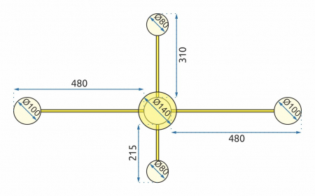 LAMPA DE PLAFON MODERNA GOLD 4-ARM LED APP520-4C [4]