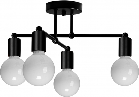 Lustre si pendule - Lampa de tavan cvadruplă mată neagră 392200