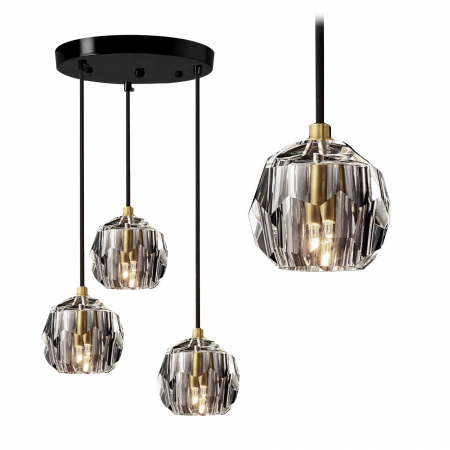 Lustre si pendule - Lampă de tavan din cristal neagra APP588-3CPR