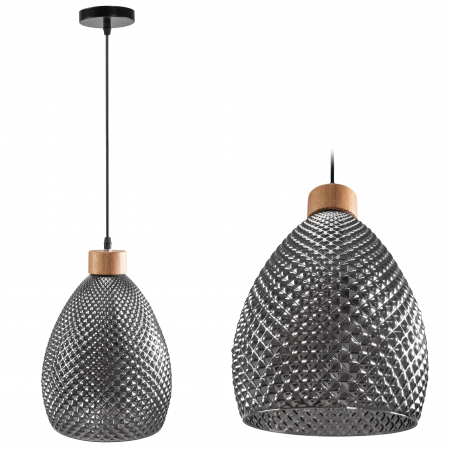 Lustre si pendule - Lampă de tavan din sticlă Chihlimbar Retro Black APP897-1CP