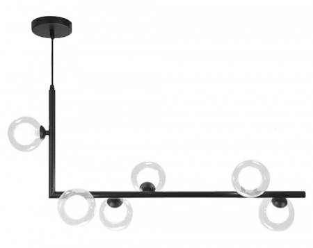 Lustre si pendule - Lampă de tavan din sticlă industrială si metal, negru APP755-6CP