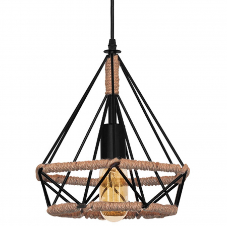 Lampă de tavan, geometrică, suspendată, stil mansardă, frânghie APP679-1CP [1]