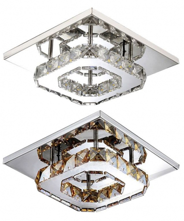 Lustre si pendule - Lampă de tavan pătrată de cristal Plafond Glamour 8W APP405-C APP406-C