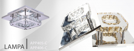 Lampă de tavan pătrată de cristal Plafond Glamour 8W APP405-C APP406-C [12]