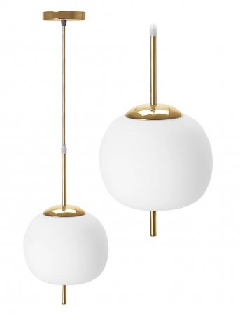 Lustre si pendule - Lampa DE TAVAN SUSPENDABILA din sticla Sfera alb Auriu APP669-1CP