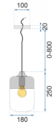 Lampa DE TAVAN SUSPENDABILA din sticla Zenit C Black [9]