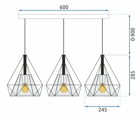 LAMPA DE TAVAN SUSPENDABILA IN STIL LOFT BELLO 3x E27 [8]