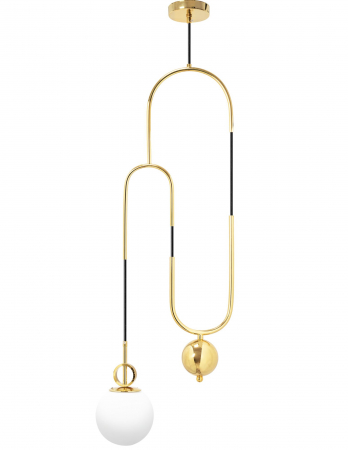 Lustre si pendule - Lampă de tavan suspendată sticlă metal auriu alb APP482-1CP