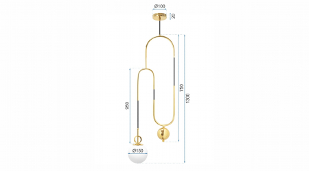 Lampă de tavan suspendată sticlă metal auriu alb APP482-1CP [6]