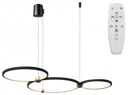 Lustre si pendule - Lampă LED cu inel negru 3 + telecomandă APP752-30-40-50