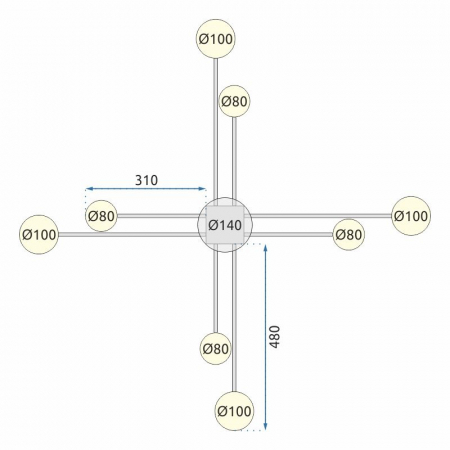 LAMPĂ MODERNĂ DE PLAFON NEGRA 8-BRAT LED APP523-8C [6]