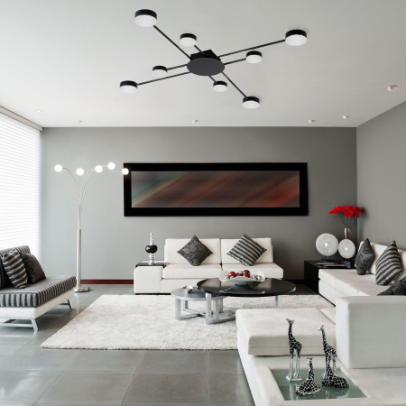 LAMPĂ MODERNĂ DE PLAFON NEGRA 8-BRAT LED APP523-8C [1]