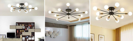 Lampă păianjen 10 Negru Auriu APP503-10C [2]