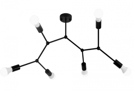 Lustre si pendule - LAMPA PLAFON CLASIC NEAGRA METAL LOFT APP737-6C