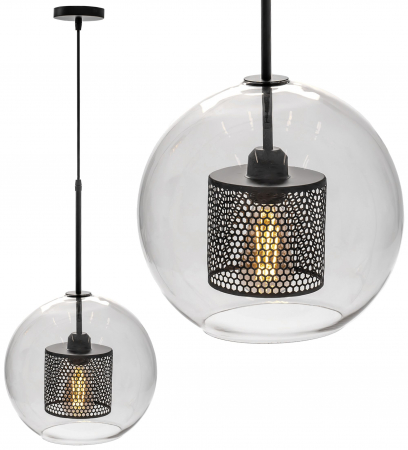 Lustre si pendule - Lampă suspendată din sticlă loft neagra APP558-1CP 25cm