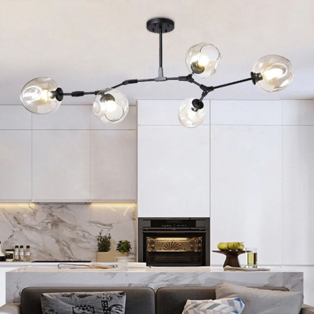 Lampă suspendată sticlă neagră 5 brațe APP504-5C [4]