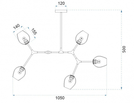 Lampă suspendată sticlă neagră 5 brațe APP504-5C [6]