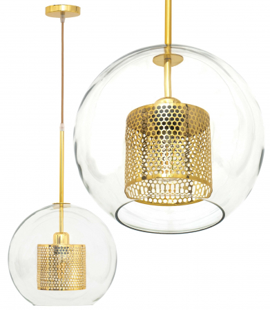Lustre si pendule - Lămpi suspendate din sticlă aurie galbena APP555-1CP 25cm