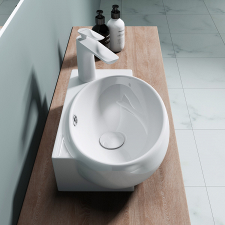 Lavoar Astra 001, alb lucios, 42 cm, montaj pe blat sau suspendat, stanga sau dreapta, ceramica [4]