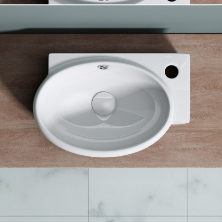 Lavoar Astra 001, alb lucios, 42 cm, montaj pe blat sau suspendat, stanga sau dreapta, ceramica [6]