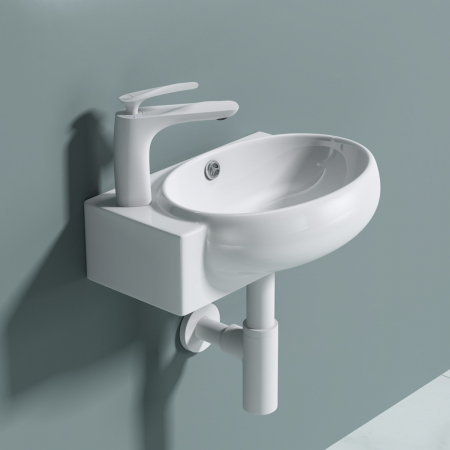 Lavoar Astra 001, alb lucios, 42 cm, montaj pe blat sau suspendat, stanga sau dreapta, ceramica [1]