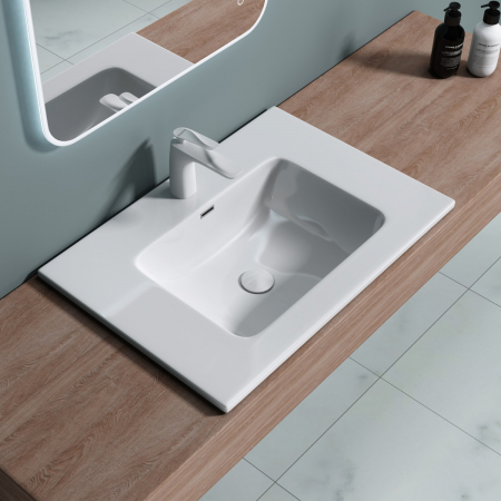 Lavoare - Lavoar Astra 02, alb lucios, 60-70-80-90 sau 100 cm, montaj incorporat, compozit