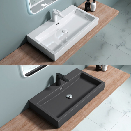 Lavoare - Lavoar Astra 06, alb sau negru, 60-76-100 sau 120 cm, montaj pe blat sau suspendat, compozit