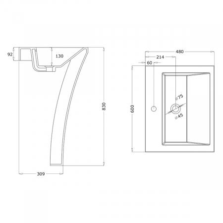 Lavoar Astra 07, alb lucios, montaj freestanding , compozit [7]