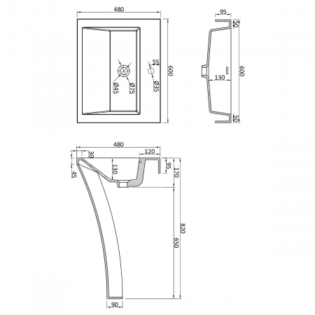 Lavoar Astra 07, negru lucios, montaj freestanding , compozit [7]