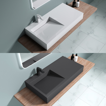 Lavoare - Lavoar Astra 11, alb sau negru, 75 sau 100 cm, montaj pe blat sau suspendat, compozit