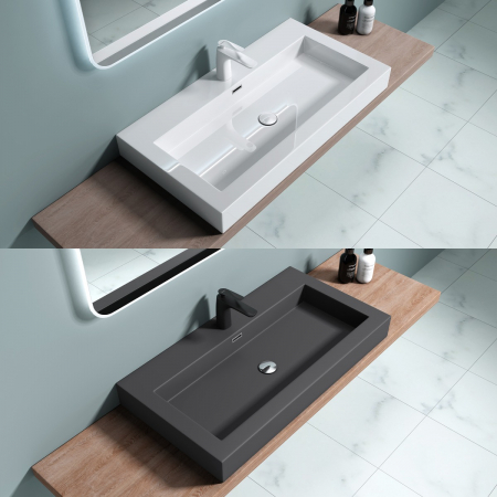 Lavoare - Lavoar Astra 18, alb sau negru, 60-73-90-100 sau 120 cm, montaj pe blat sau suspendat, compozit