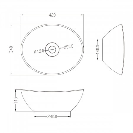 Lavoar Astra 205, alb sau negru, 42 cm, montaj pe blat, ceramica [13]