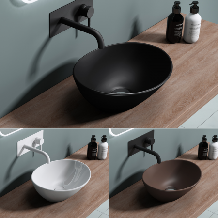 Lavoare - Lavoar Astra 205, alb sau negru, 42 cm, montaj pe blat, ceramica