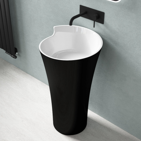 Lavoare - Lavoar Astra 30, negru lucios + alb lucios, montaj freestanding , compozit