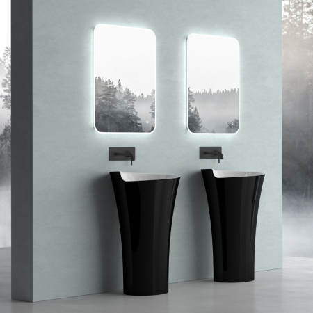 Lavoar Astra 30, negru lucios + alb lucios, montaj freestanding , compozit [5]