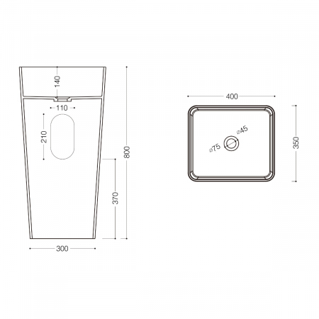 Lavoar Astra 31, alb lucios, montaj freestanding , compozit [7]