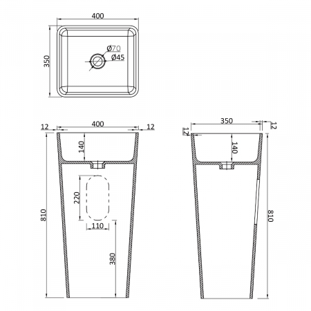 Lavoar Astra 31, negru lucios, montaj freestanding , compozit [7]
