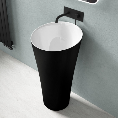 Lavoare - Lavoar Astra 33, negru lucios + alb lucios, montaj freestanding , compozit