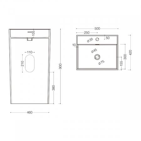 Lavoar Astra 34, alb lucios, montaj freestanding , compozit [7]