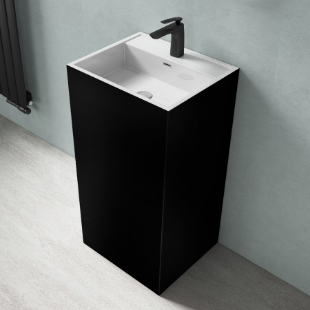 Lavoare - Lavoar Astra 34, negru lucios + alb lucios, montaj freestanding , compozit