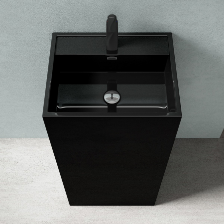Lavoar Astra 34, negru lucios, montaj freestanding , compozit [3]