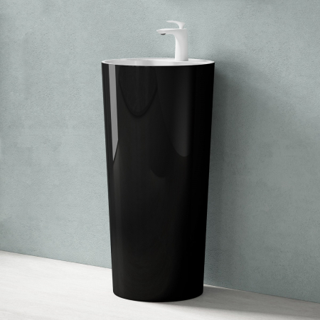 Lavoar Astra 35, negru lucios + alb lucios, montaj freestanding , compozit [2]
