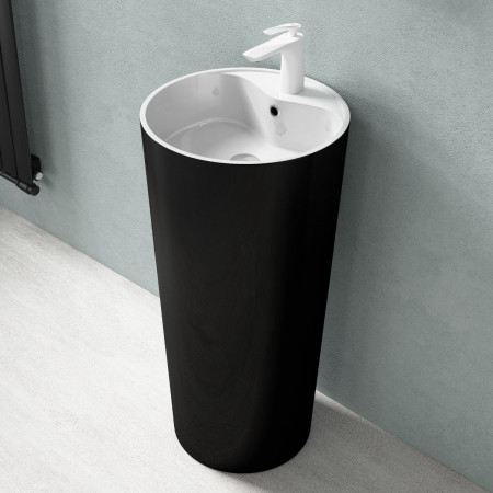 Lavoare - Lavoar Astra 35, negru lucios + alb lucios, montaj freestanding , compozit