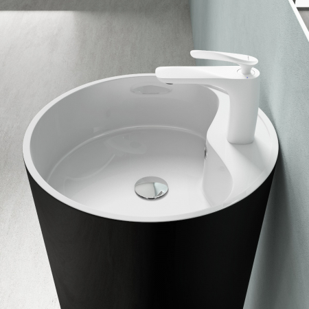 Lavoar Astra 35, negru lucios + alb lucios, montaj freestanding , compozit [5]